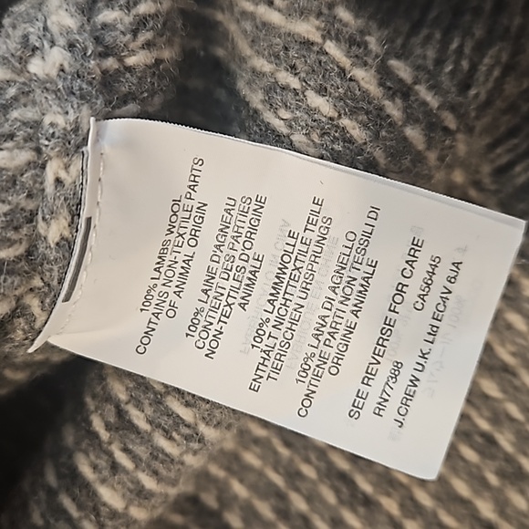 J. Crew Men's Lambs Wool Gray Jacquard Shawl Collar Knit Sweater Size XL - Picture 7 of 11